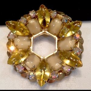 Vintage Juliana Moonstone And Rhinestone Brooch
